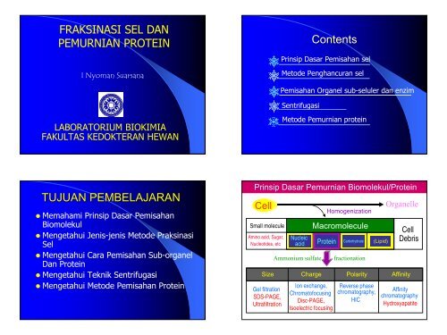 Matakuliah Fraksinasi dan Purifikasi protein