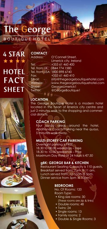 4 STAR HOTEL SHEET - George Boutique Hotel Limerick