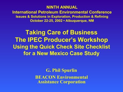"Taking Care of Business" - The IPEC Producer's Workshop