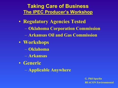 "Taking Care of Business" - The IPEC Producer's Workshop