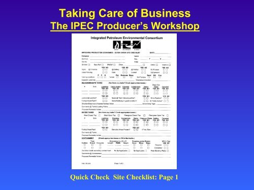 "Taking Care of Business" - The IPEC Producer's Workshop