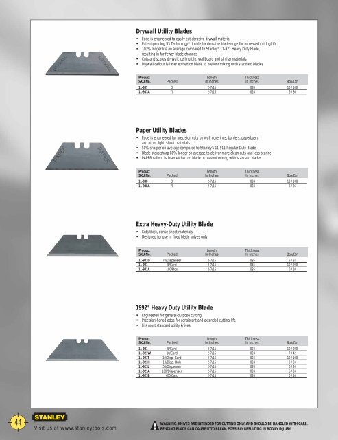 Stanley Hand Tools Catalog MKT0905_031 - stagecraft fundamentals