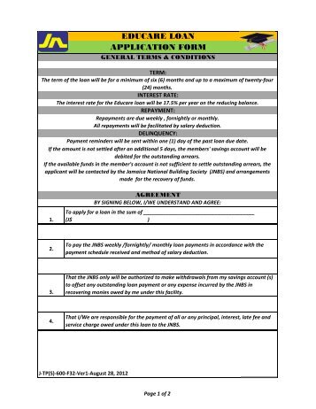 Agreement Form - Jamaica National