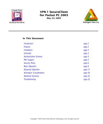 VPN-1 Secureclient for Pocket PC 2003