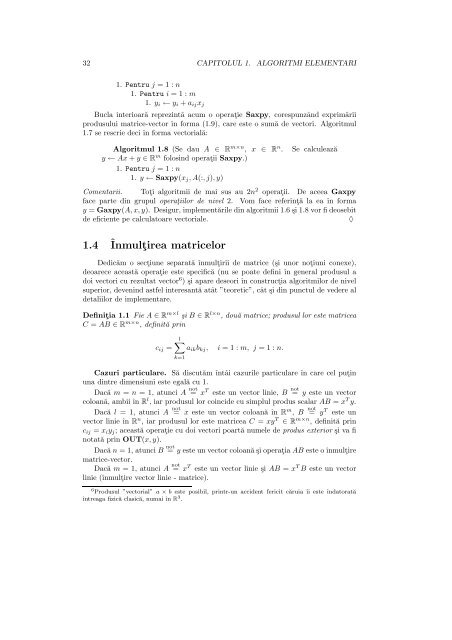 metode de calcul numeric matriceal. algoritmi fundamentali
