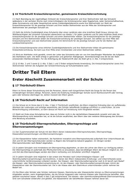 Thüringer Schulordnung für die Grundschule, die ... - Kursnet