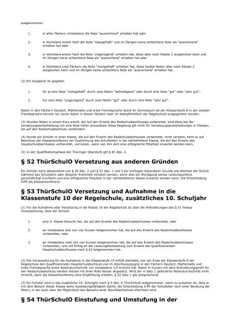 Thüringer Schulordnung für die Grundschule, die ... - Kursnet