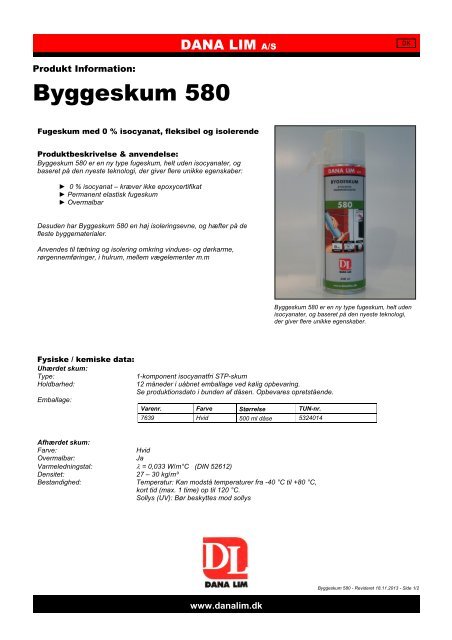 Byggeskum 580 - Dana Lim A/S