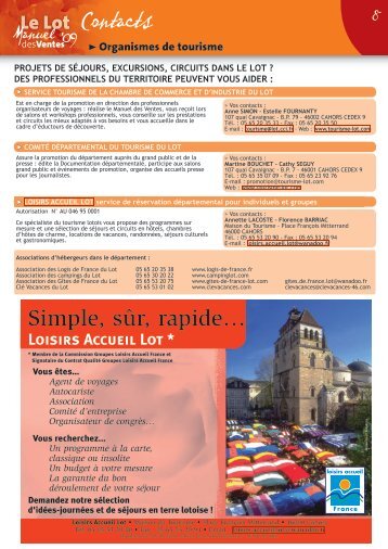 Contacts - Comité départemental du tourisme du Lot