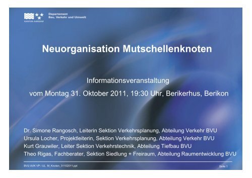 Neuorganisation Mutschellenknoten - Gemeinde Berikon