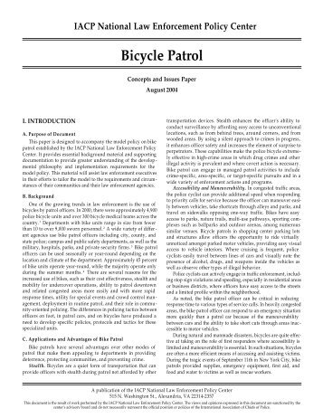 Bicycle Patrol Concepts and Issues Paper - LouKa Tactical Training ...