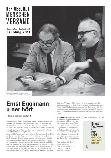 Ernst Eggimann u ner hÃ¶rt - Swiss Independent Publishers