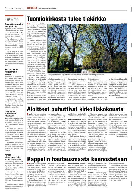 Esse 20/2012 (pdf) - Espoon seurakuntasanomat
