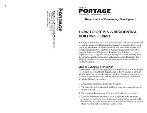 how to obtain a residential building permit - City of Portage