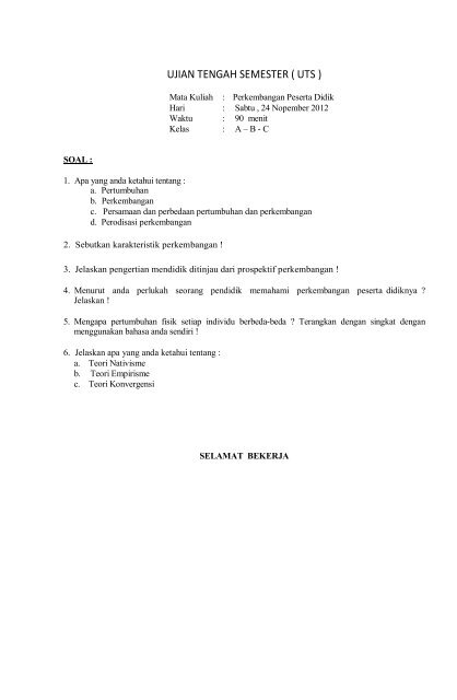 Ujian Tengah Semester Uts Guru Indonesia