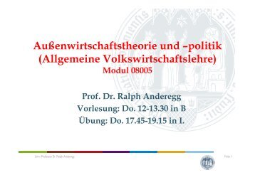 Unterlagen zur Vorlesung - Prof. Dr. Ralph Anderegg