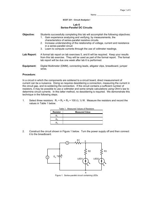 Resistors In Series And Parallel Circuits Lab Answers