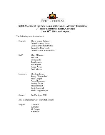 Eighth Meeting of the New Community Centre Advisory Committee 3 ...