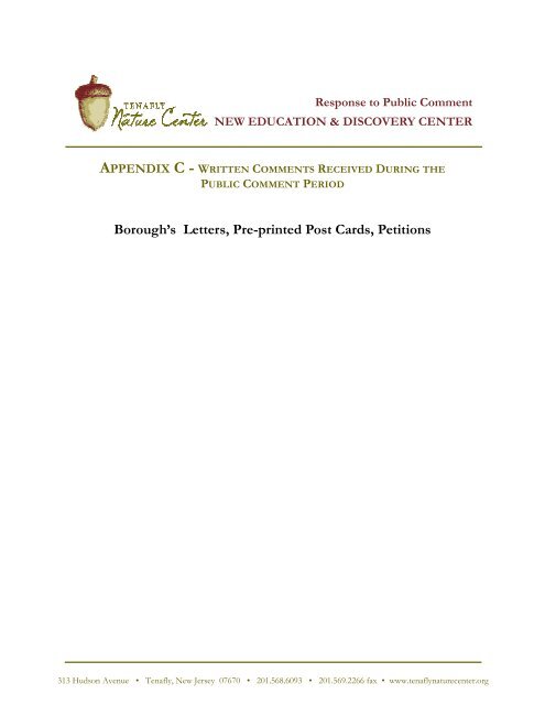 Appendix C - Tenafly Nature Center