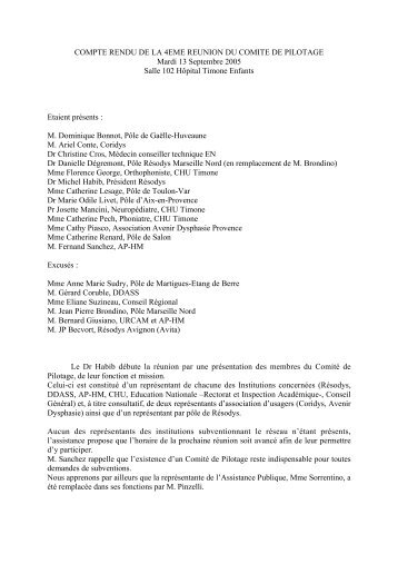 COMPTE RENDU DE LA 4EME REUNION DU COMITE ... - Resodys