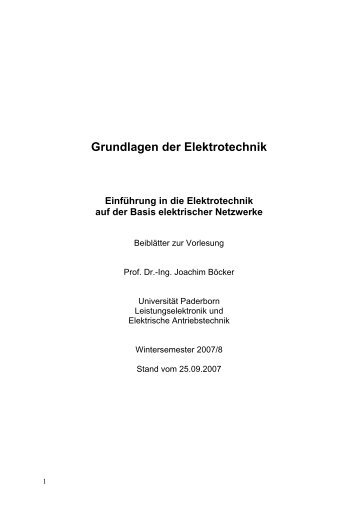 Grundlagen der Elektrotechnik - Fachgebiet Leistungselektronik und ...