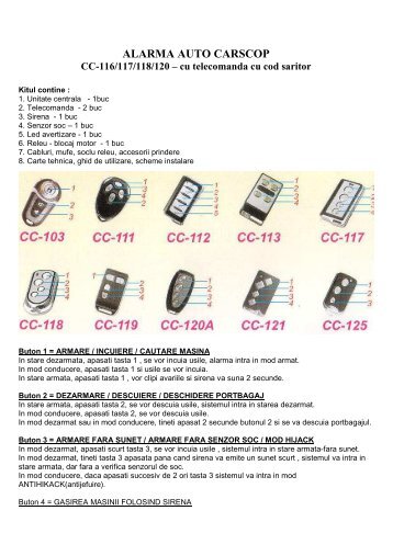 ALARMA AUTO CARSCOP CC-116/117/118/120 - Auto100.ro