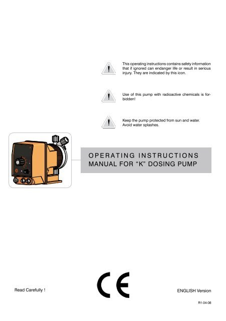 operating instructions manual for â€œkâ€ dosing pump - A.T.A. srl