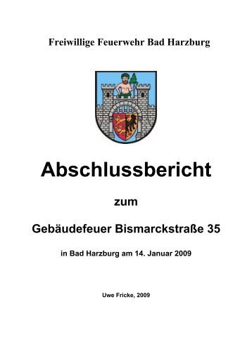 der AbschluÃbericht eines Feuers in Bad Harzburg - Freiwillige ...