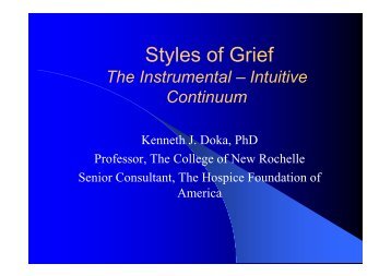 Styles of Grief - Healthcare Professionals