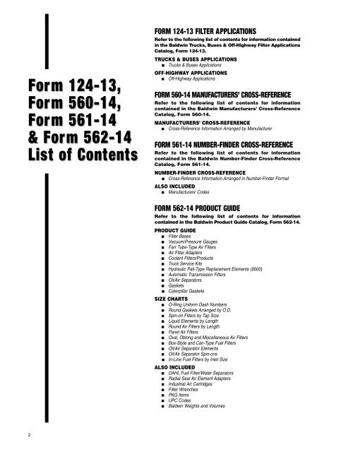 Baldwin Cross Reference Chart