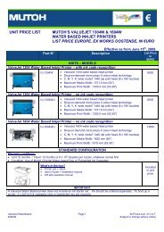 unit price list mutoh's valuejet 1304w & 1604w ... - Folie & Papper