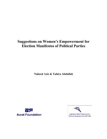 Suggestions on Women's Empowerment for ... - Aurat Foundation