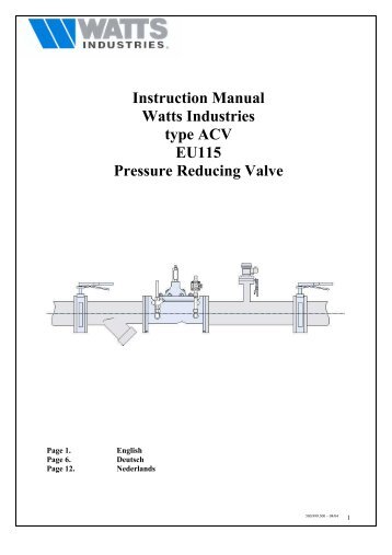 Instruction Manual Watts Industries type ACV EU115 Pressure ...