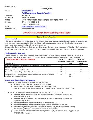 Course Syllabus Course: CDEC 1317.151 Child Development ...