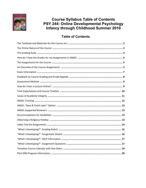 Course Syllabus Table of Contents PSY 244 - Department of ...