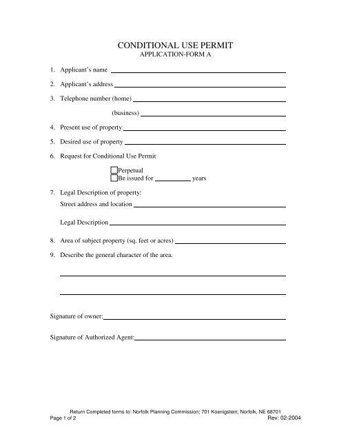 Conditional Use Permit Form