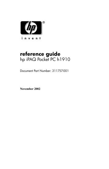 iPAQ Pocket PC h1910 - Reference Guide - TextFiles.com