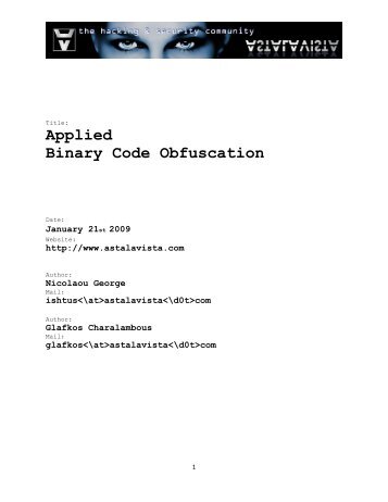 Applied Binary Code Obfuscation - Intelligent Exploit