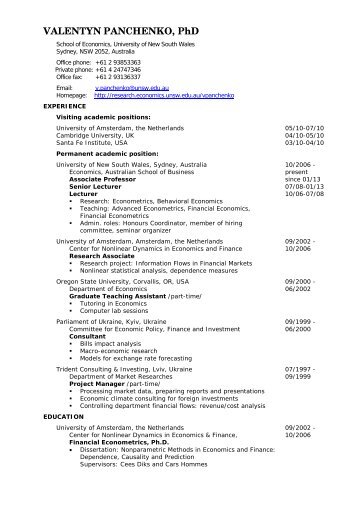 Curriculum Vitae [pdf] - School of Economics