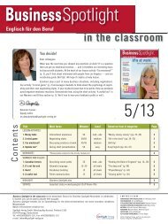 Contents and a sample page of lesson activities - Business Spotlight