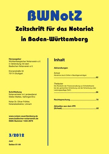 BWNotZ 3/2012 - Württembergischer Notarverein e.V.