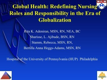 Global Health: Redefining Nursing Roles And Responsibility In - IUPUI