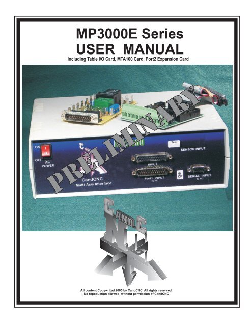 MP3000E Series USER MANUAL - CandCNC