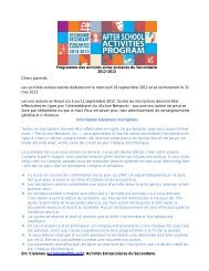 Programme des activitÃ©s extra-scolaires du Secondaire 2012-2013 ...