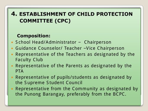 THE CHILD PROTECTION POLICY OF THE DEPARTMENT OF ...