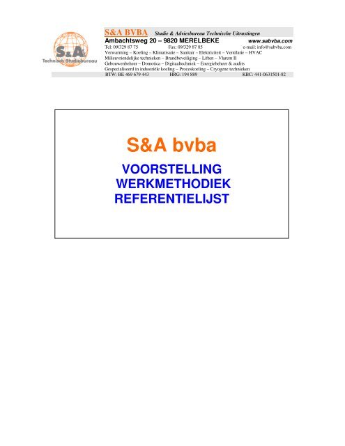 S&A BVBA Studie & Adviesbureau Technische Uitrustingen - Sabvba