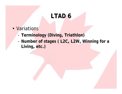 LTAD NCCP Integration - Coaching Association of Canada