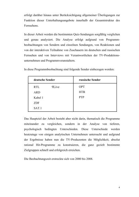 Die vergleichende Analyse der gleichen Quiz-Formate im deutschen ...