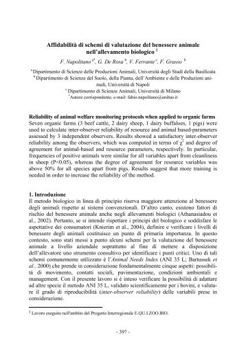 AffidabilitÃ  di schemi di valutazione del benessere nell ... - Equizoobio.