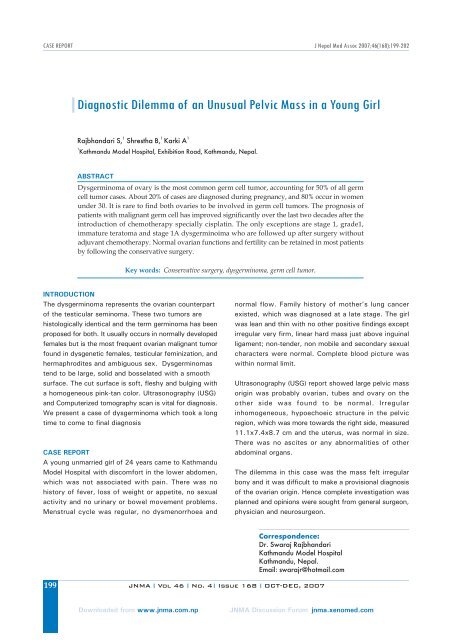 Diagnostic Dilemma of an Unusual Pelvic Mass in a Young Girl